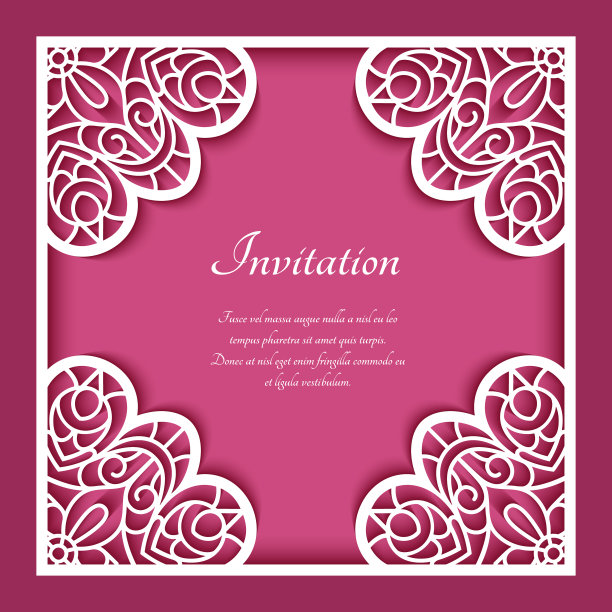 方形框架与角落蕾丝饰品图片下载