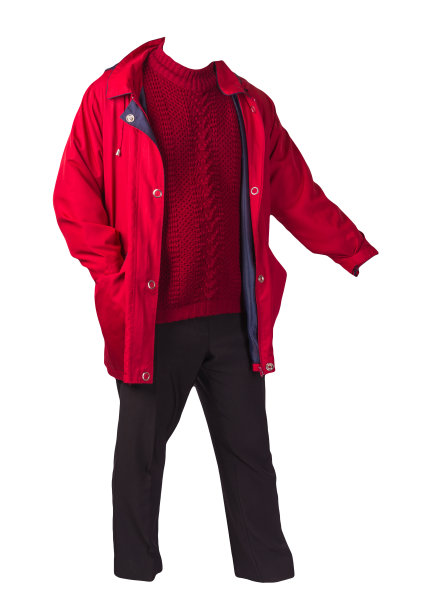 女式长裤，秋季大衣和针织毛衣孤立在一个白色的背景。图片下载