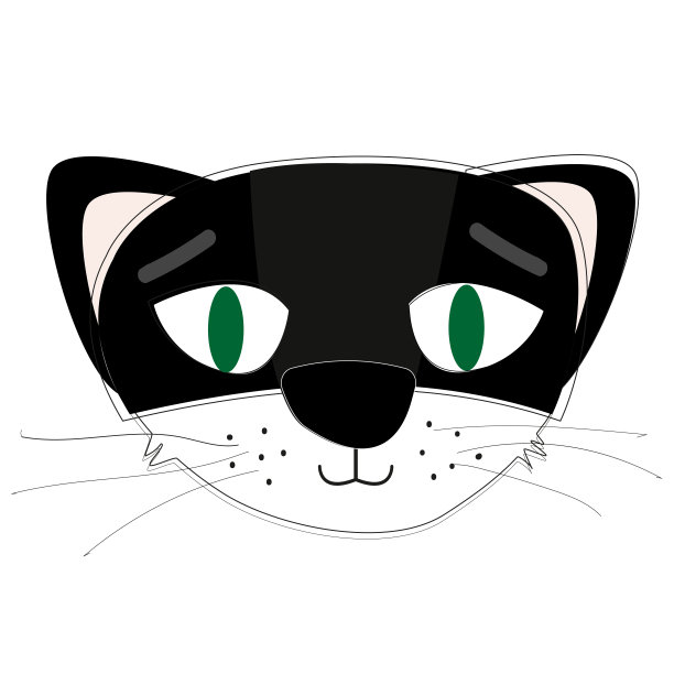 黑豹的头。向量的儿童插图。平,linart。装饰可爱的背景，适合印刷图片下载