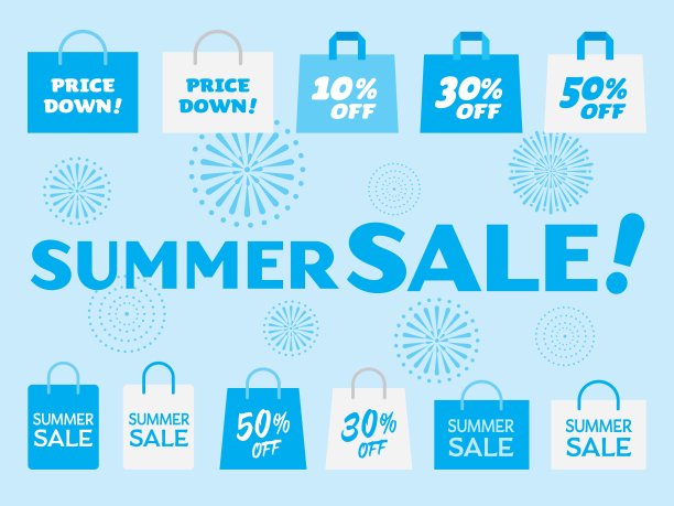 夏季大减价的蓝色横幅插图图片下载