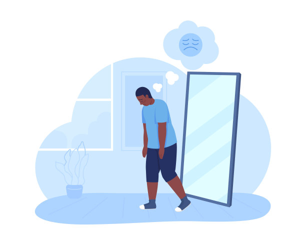 超重悲伤的少年二维矢量孤立插图图片下载