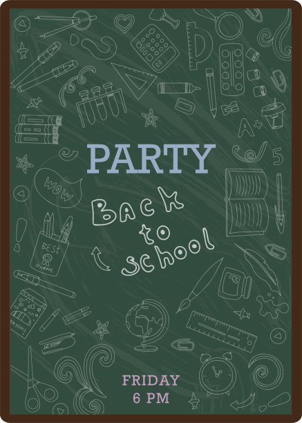 回到学校。大型矢量涂鸦集。文具学校，大学和办公室。手绘学习用品。一组彩色的平面图标。小学卡通插图。图片下载