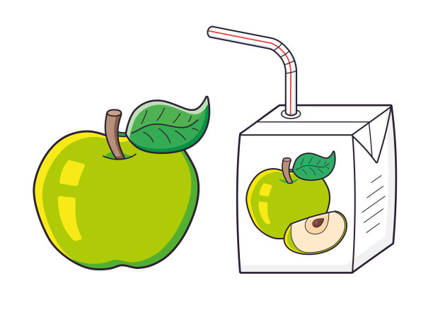 苹果水果和果汁盒图片下载
