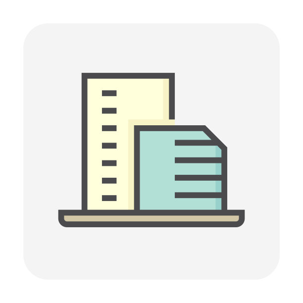 高层建筑或住宅矢量图标设计，64x64像素完美和可编辑线条图片下载