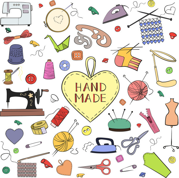 设置针织缝纫和针线活图标图片下载