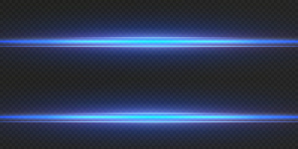 蓝色水平镜头照明弹包。激光束，水平光线。美丽的光耀斑图片下载