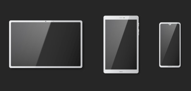 逼真的平板黑色与空白触摸图片下载