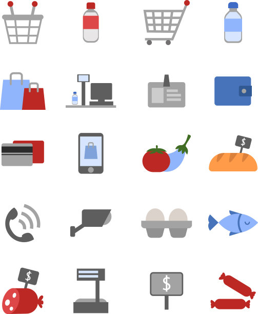 白色背景下的杂货店市场图片下载