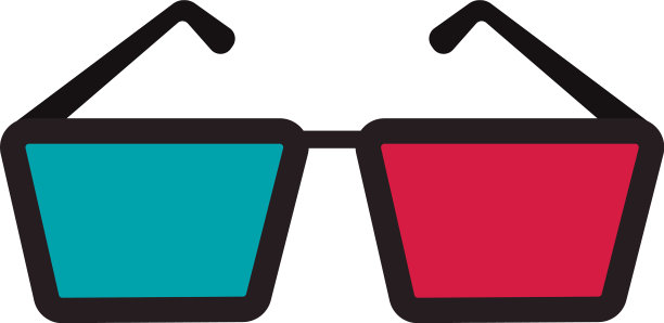 白色背景上的3d眼镜图片下载