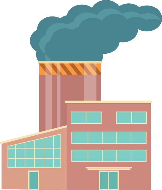 白色背景上的工厂烟雾图片下载