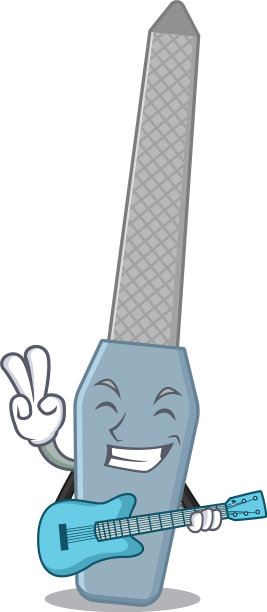 指甲锉音乐家卡通设计弹吉他图片下载