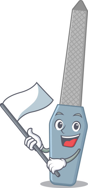 一个勇敢的手持白旗的指甲锉吉祥物设计图片下载