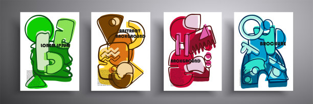 抽象的背景。字母,几何形状。向量图的集合。理想的室内绘画，海报，封面或横幅。图片下载