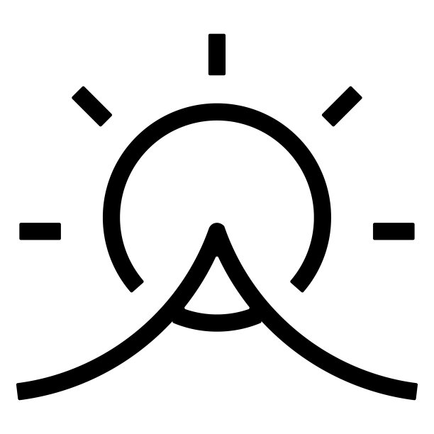 山太阳图标单线简单矢量设计插图图片下载