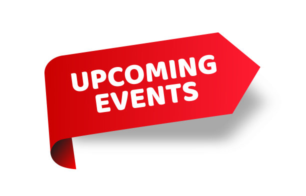 红色横幅即将到来的事件模板。丝带矢量插图标签标志。贴纸图片下载