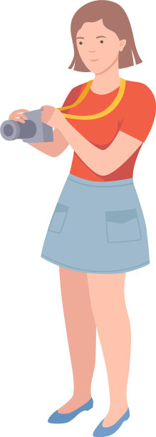 一名年轻女子在镜头前扮演旅游角色图片下载