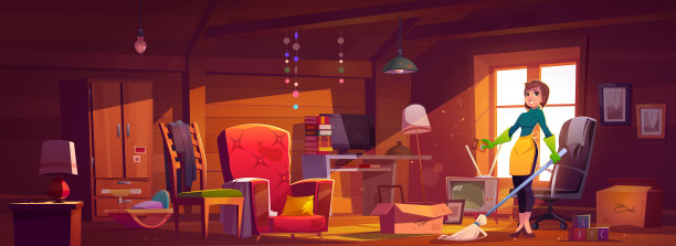 主妇打扫阁楼房间妈妈家庭主妇图片下载