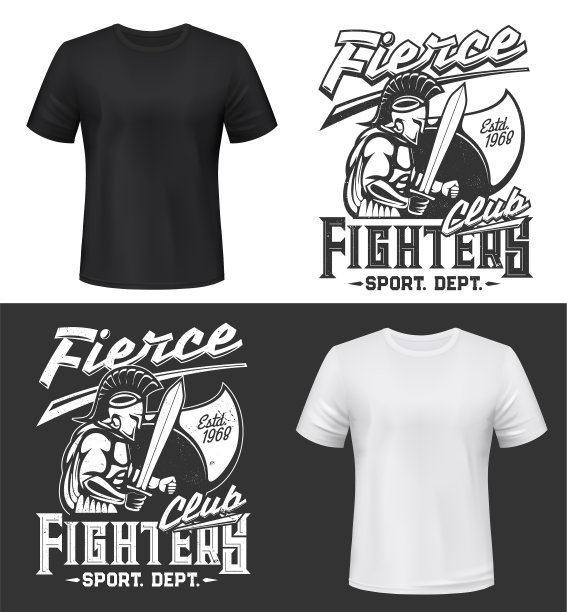 角斗士t恤上印着搏击俱乐部的吉祥物图片下载