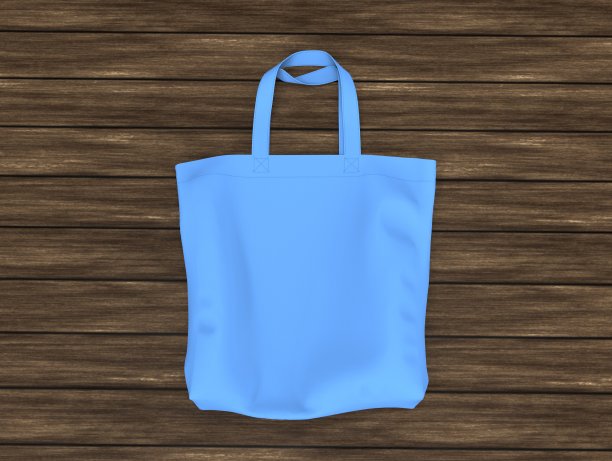 空白手提袋模拟设计在木材背景图片下载