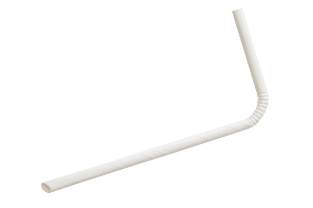 可生物降解的生态友好的白纸饮用吸管模型孤立在白色的背景图片下载