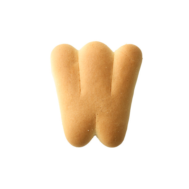 白色背景上的大写字母饼干W的孤立镜头图片下载