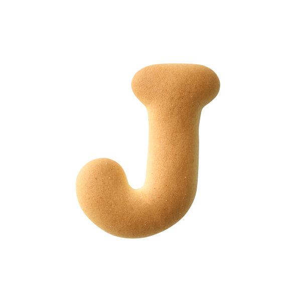 白色背景上的大写字母饼干J的孤立镜头图片下载