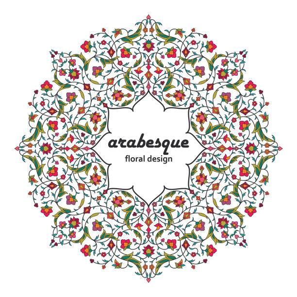 阿拉伯式的阿拉伯圆形花图案的分支图片下载