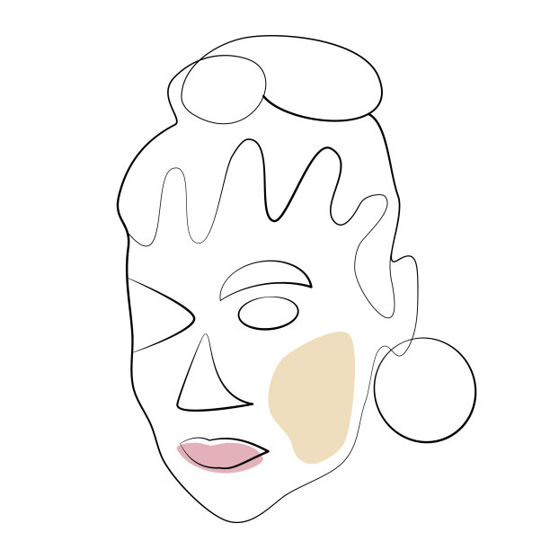 超现实的脸，戴着耳环，粉红色的嘴唇图片下载