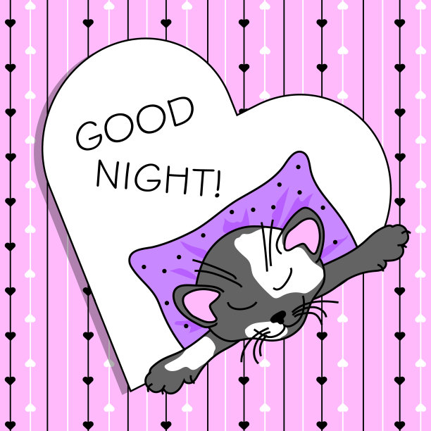 可爱的猫睡在一个枕头在一个心图片下载