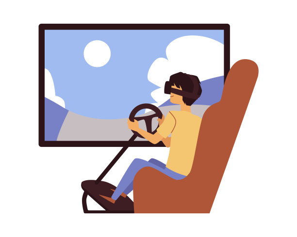 电视屏幕上的Vr赛车游戏和卡通人物图片下载