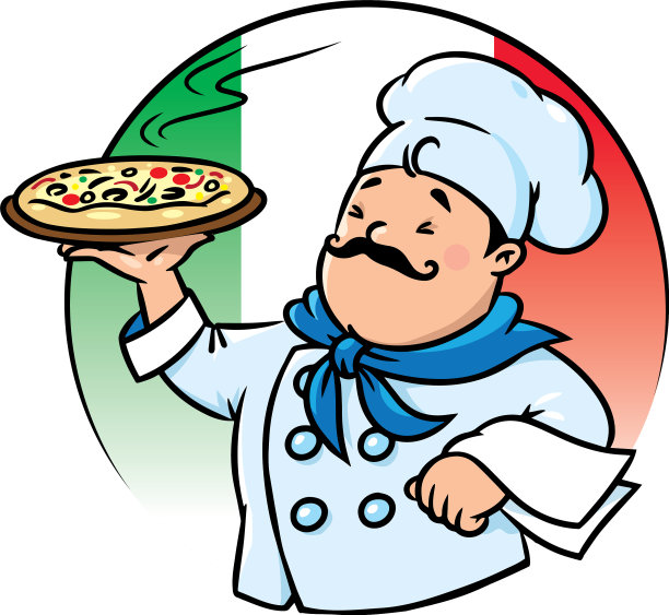 有趣的意大利厨师披萨徽章设计图片下载