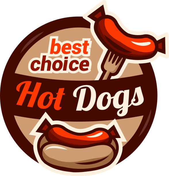 热狗标志徽章与复古风格图片下载