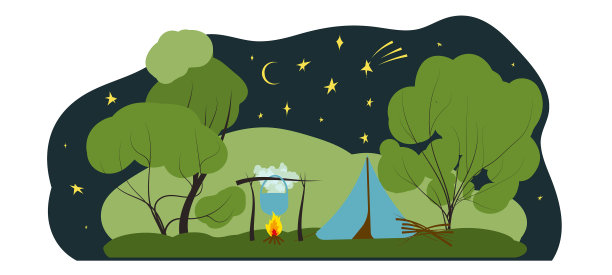 冒险旅行夜与夏日森林图片下载