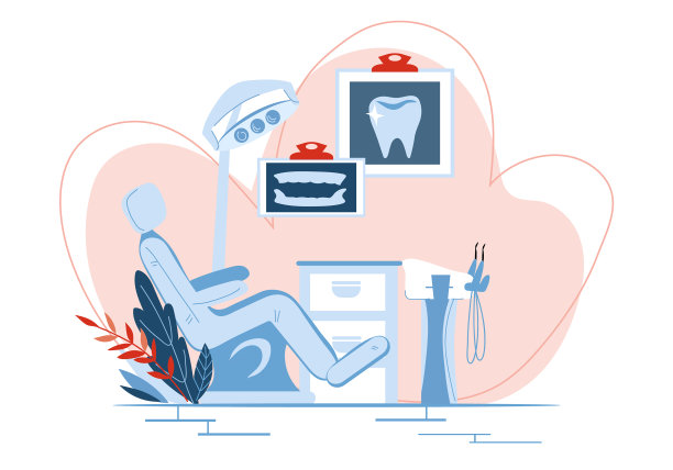 牙科办公椅和医疗设备卡通图片下载