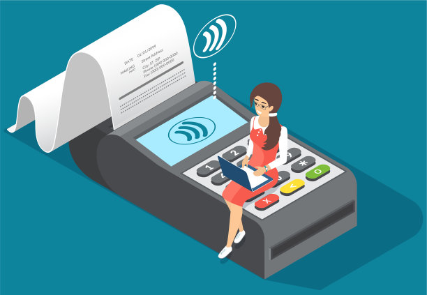 网上购物概念年轻女子与笔记本电脑图片下载