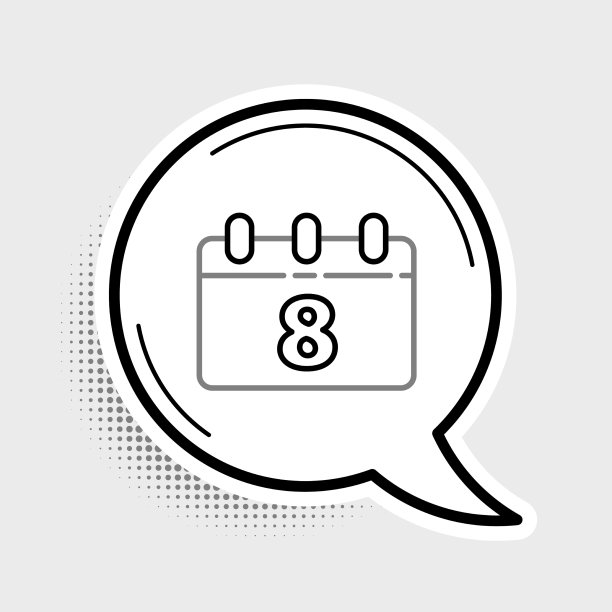 线日历与8月的图标孤立在灰色图片下载