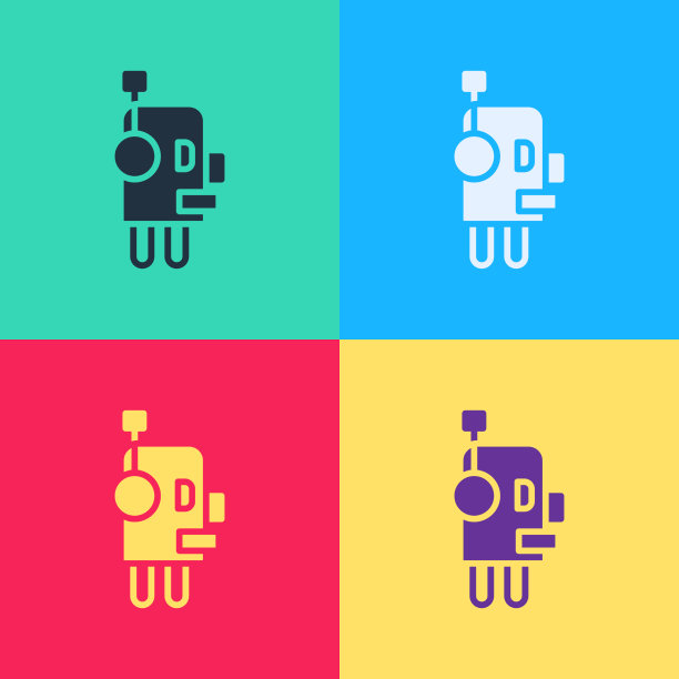 波普艺术机器人图标孤立的颜色背景图片下载