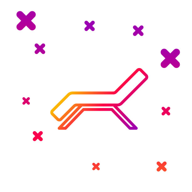 颜色线太阳床图标孤立在白色图片下载