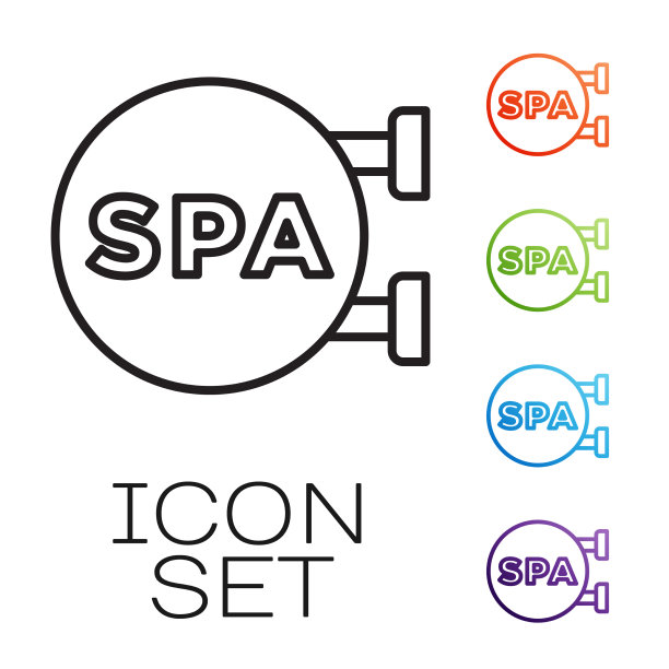 黑色线条水疗沙龙图标孤立在白色图片下载