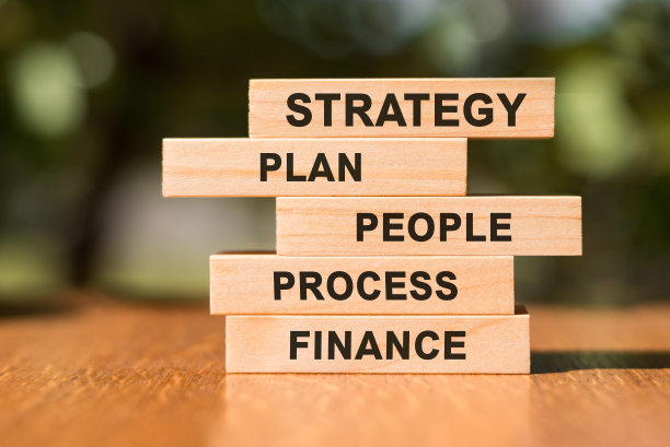 项目管理流程图或思维导图-木块上的概念图片下载