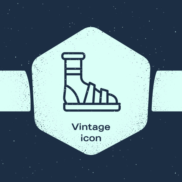 Grunge线拖鞋与袜子图标隔离图片下载