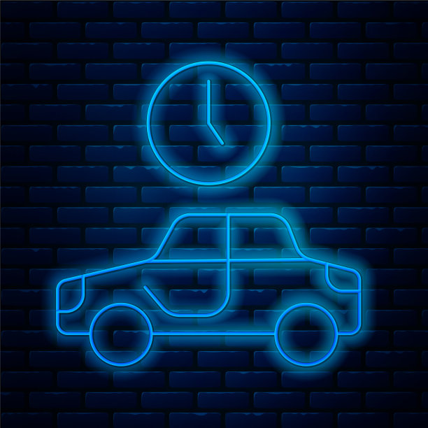 发光的霓虹线时间旅行图标隔离上图片下载