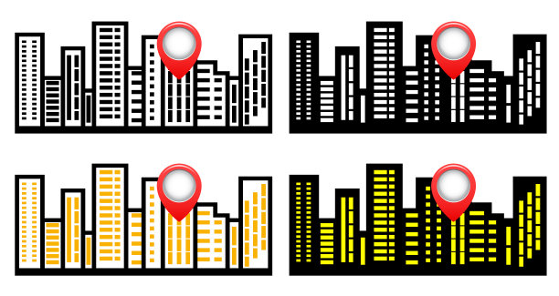标志上的背景剪影城市图片下载