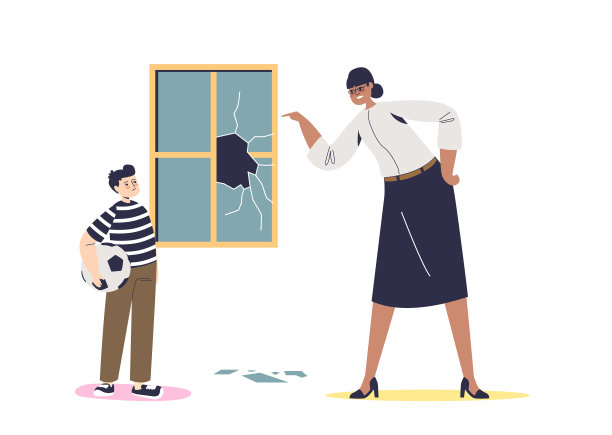 老师责骂孩子打破窗户生气了图片下载