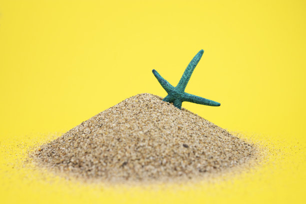 海星和一堆黄色的天然沙子。图片下载