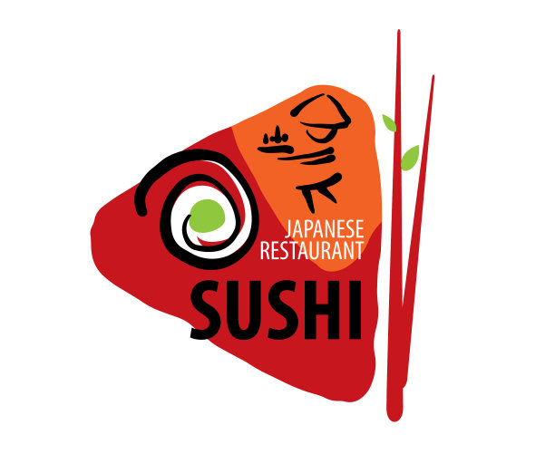 标志日本食物在白色的背景图片下载