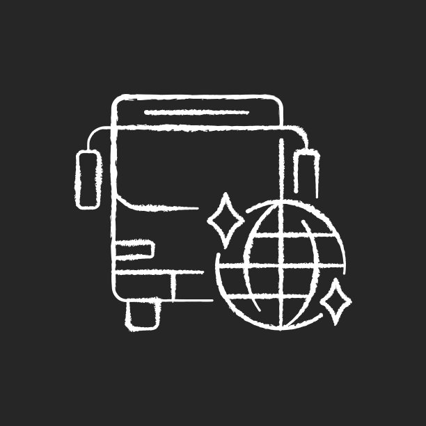 聚会巴士粉笔白色图标上的黑色背景图片下载