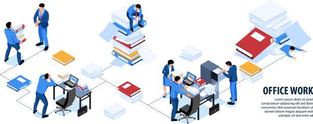 杂乱无章的办公室工作信息图表图片下载