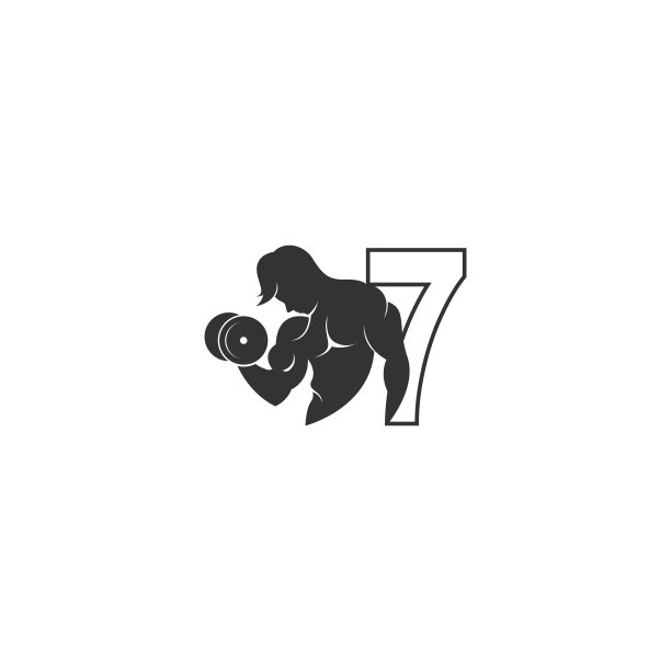 7号标志与一个人举着杠铃的图标图片下载