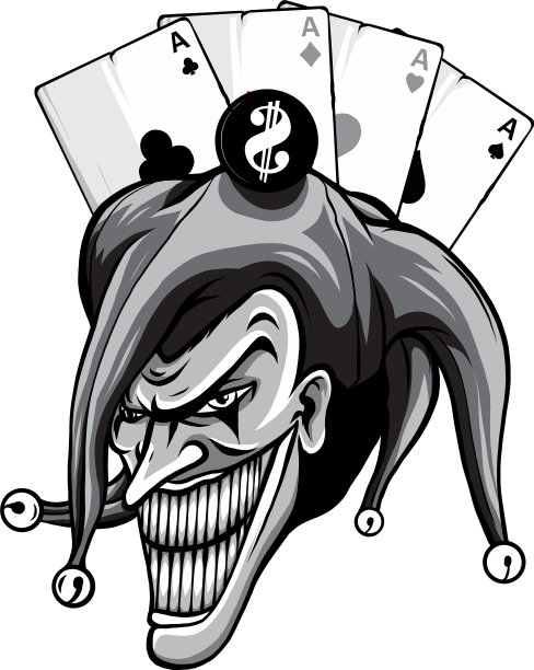 单色小丑，愤怒的小丑戴着帽子图片下载